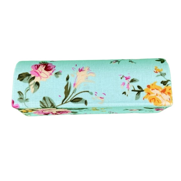 Retro Light Blue Floral Print Lipstick Holder With Mirror - Picture 5 of 17